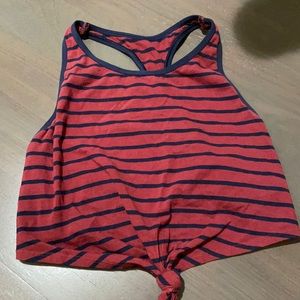 Red and navy striped crop top